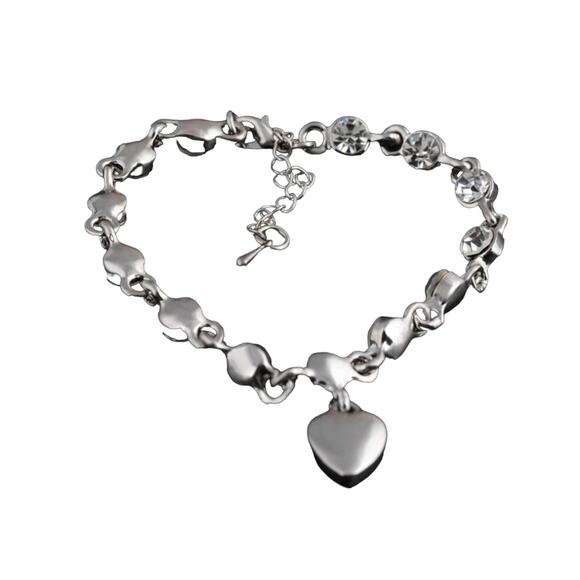 Silver with shades of blue rhinestone bracelet dangling heart NWT Darling Gift - Picture 5 of 5